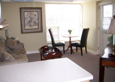 The living room in one of our apartments